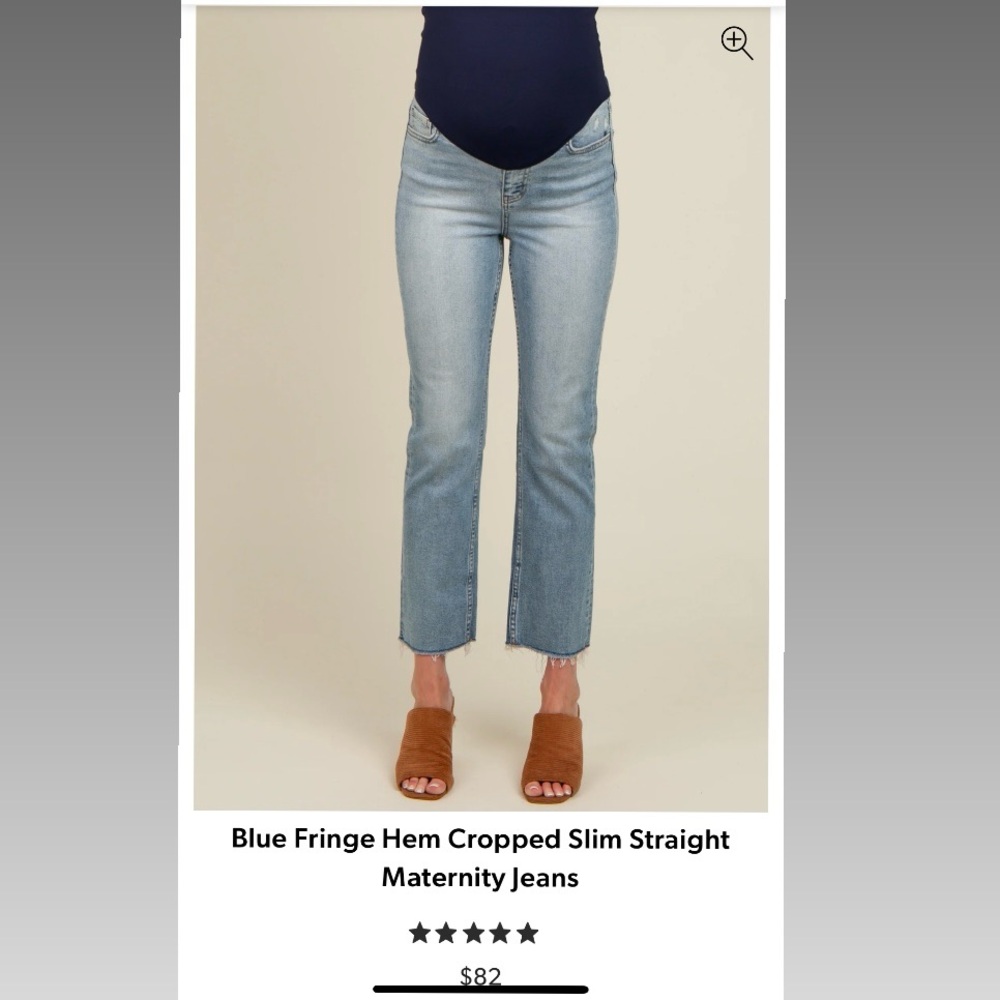 NWT - pink blush blue fringe hem cropped slim straight maternity jeans - size 30